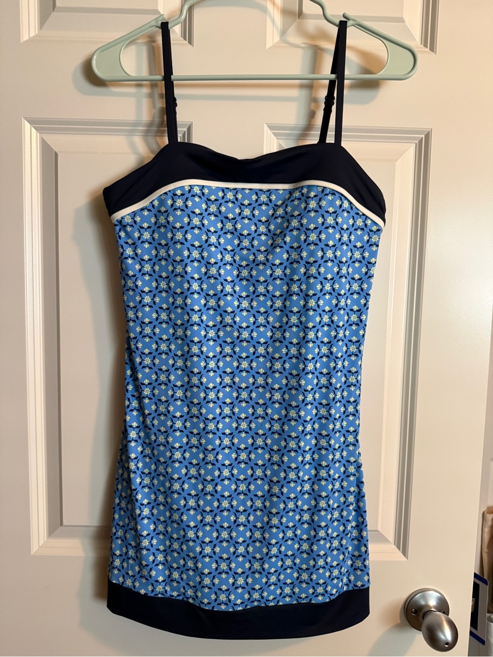 all in motion Blue Floral Slip Dress with Navy Bust and Hem